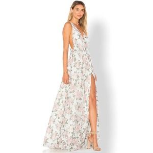 Lovers + Friends Leah Gown in Sea Foam Flore, Sz 2